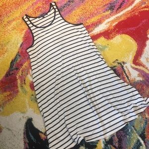 Super soft high neck striped swing dress